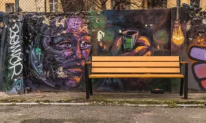 Banco Gladiador Bis con reposabrazos de madera