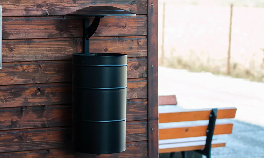 Papelera Municipal con tapa para pared