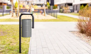 Diseño minimalista de papelera Municipal Pro para parques y plazas acero de alta calidad